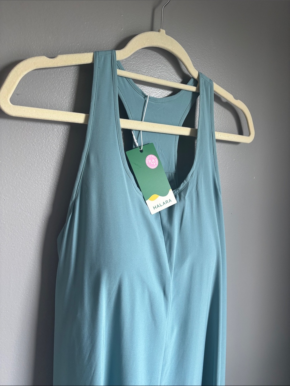 HALARA blue gray / teal tank style sleeveless high-low sports dress * sz XL * - Picture 2 of 10